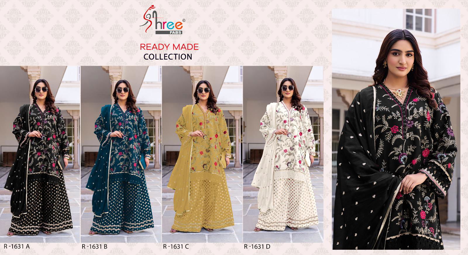 R 1631 By Shree Fabs slub Roman Pakistani Readymade Suits Orders In India